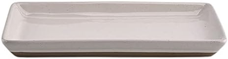 Sweet Water Decor Stoneware Tray for Home - Cream Speckled | Kitchen and Bathroom Dispenser Holder | Jewelry Dish | Glass Soap Holder for Bottles | Long Plate for Counter Tops | Vanity Decor