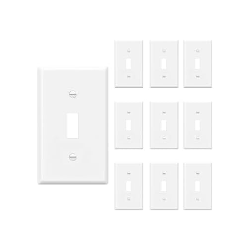 DEWENWILS Metal Light Switch Cover Plate, UL Listed, Toggle Wall Plate Cover, Single Switch Plate Covers, Wall Plates for Light Switches, Electrical Light switch plate, Smooth White (10-Pack