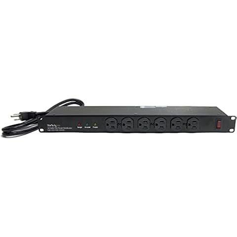 StarTech.com 16 Outlet Horizontal 1U Rack Mount PDU Power Strip for Network Server Racks - Surge Protection - 120V/15A - 6ft Power Cord (RKPW161915) Cover