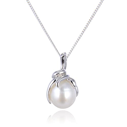 Image of Jo & Co. Art Nouveau Freshwater Pearl and 18" Sterling Silver Curb Chain Necklace, 925 Sterling Silver, Contemporary Packaging