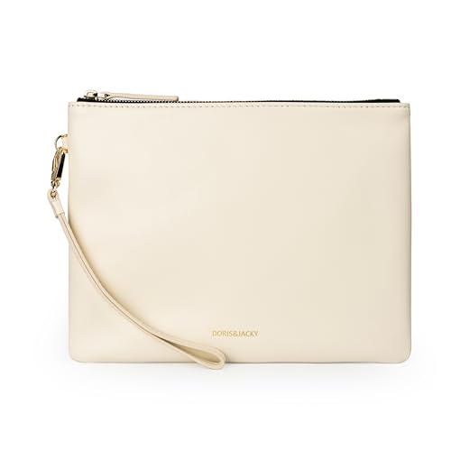Image of DORIS&JACKY Lambskin Leather Wristlet Clutch Purse Women Large Phone Wallet