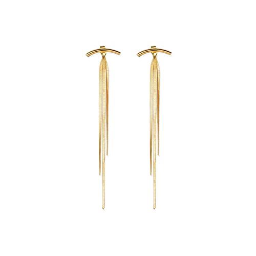 Long Tassel Dangle Earrings for Women Gold Silver Chain Tassel Earrings Punk Sleek Metal Chain Earrings Hypoallergenic Lightweight Tassel Drop Earrings