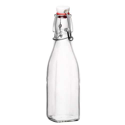 Bormioli Rocco Swing Bottle - 8.5 oz, Recyclable Glass with Airtight Seal - BPA-Free & Dishwasher Safe - Ideal for Infused Drinks, Juices, Oils - Leakproof, Odor Proof, Stain Proof Food Storage