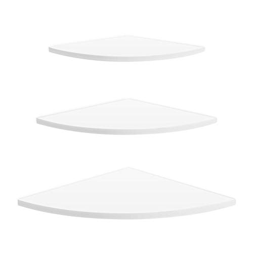 Fydun Estante de Pared de Esquina, 3 Niveles Estante de Esquina Flotante Estante de Almacenamiento montado Pared Estanterías Estantes de Pared de Esquina Muebles para el ar (Blanco)