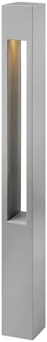 Hinkley Atlantis 12V Large Square Landscape Bollard, Aluminum, Etched Glass Lens, Modern, LED Bulb Included, Titanium Finish