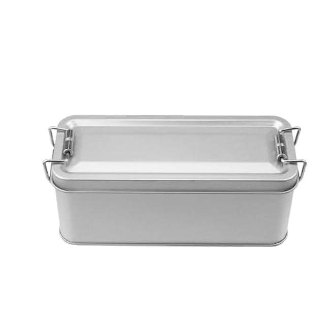 2 Pack Silver Tin Box Containers Metal Storage Box with Lids Rectangular Containers with Buckle Latch for Home Storage Outdoor Usage(5.91¡Á2.36¡Á2.56)