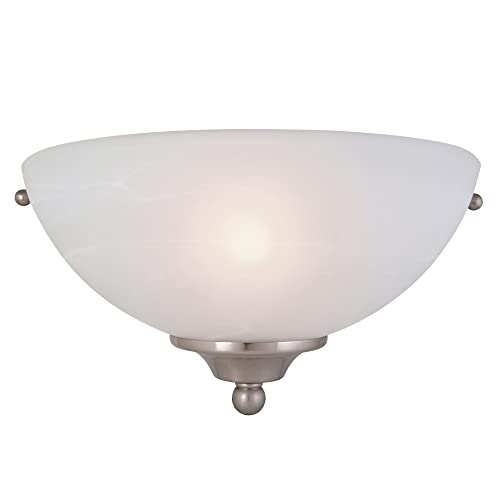 Design House 511584 Millbridge Traditional 1-Light Indoor Dimmable Wall Sconce With Alabaster Glass For Bathroom Hallway Foyer, Satin Nickel Finish thumb #5