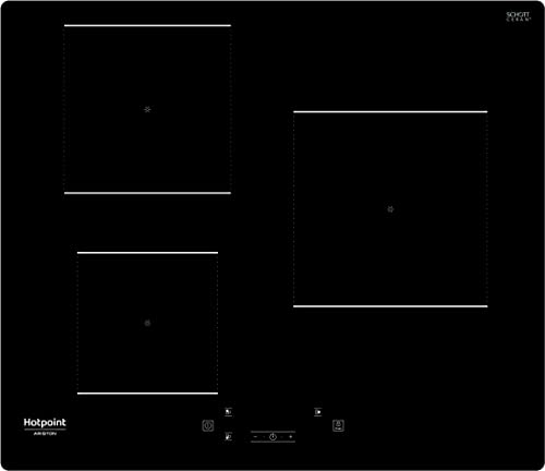 Hotpoint - HQ1160SNE Plaque Induction - 3 Foyers Induction, 1 Booster, Commandes Sensitives - Sécurité Enfant, Gestion Puissance 9+Booster - H 5,4 x L 59 x P 51 cm