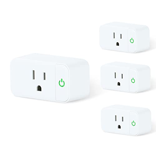 ALASTECH Smart Life Wi-Fi Outlet Compatible with Alexa, Google Home & Echo, Smart Plug with Timer Function & Group Controller,15 Amp Indoor Socket, 2.4G Wi-Fi Only, White, 4 Pack