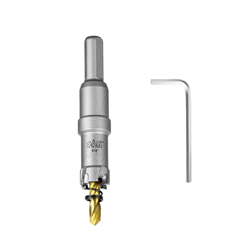 Image of SALI 5 /8 inch (16mm) TCT Hole Saw Kit Tungsten Carbide Tipped Hole Saw Drill Bit with Titanium-Plated Pilot Drill bit for Metal, Stainless Steel, Iron, Wood, Plastic