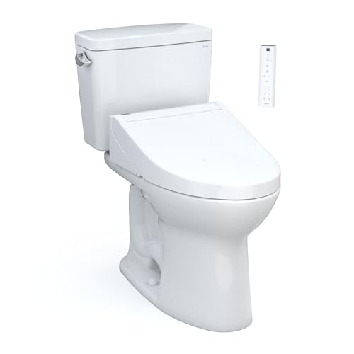 TOTO® Drake® WASHLET®+ Two-Piece Elongated 1.28 GPF TORNADO FLUSH® Toilet with C5 Bidet Seat, Cotton White - MW7763084CEG#01