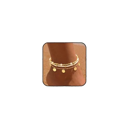 Image of Nanafast Beaded Boho Anklets for Women, Beachy Shell Anklets for Women, Puka Shell & Starfish Charms Beach Jewelry Adjustable