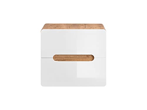 COMAD Aruba White Waschbeckenunterschrank, 60 cm, Weiß, glänzend, moderne Badezimmermöbel