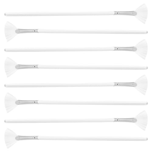 Ipetboom Facial Fan Mask Brushes, 8pcs Soft Facial Applicator Brushes Tools for Peel Glycolic Makeup for Mud Cream White