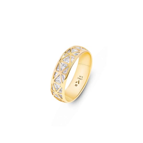 Amberta Anillo para Mujer Oro 14 Kilates Italiano | Anillo Oro 14...