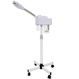 Emidor フェイシャルスチームマシン、スチームフェイシャルマシン、2 in 1フェイシャル保湿マシン、家庭用またはサロン用スプレー、フェイシャル保湿スパスキンケア機器、（漢方薬を追加できます）（黒）キャスター付き (A)