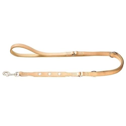 HUNTER Swiss Verstellbare Führleine für Hunde, Leder, hochwertig, schweizer Kreuz, 1,8/200 cm, natur