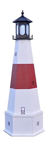 Amish-Made Montauk, NY Replica Outdoor Lighthouse with Base and Solar LED Light, 113" Tall