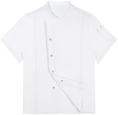 Unisex Chef Coat for Men Women Short Sleeves Solid Chef Jacket Hotel Restaurant Work Shirt Uniform