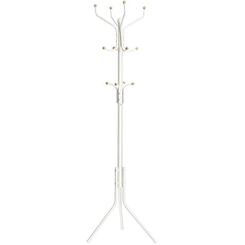 SONGMICS Metal Coat Rack, Clothes Stand, Hat Handbag Hanger, 182 cm Tall Hall Tree, RCR19W , creamy white/ Ivory Cover