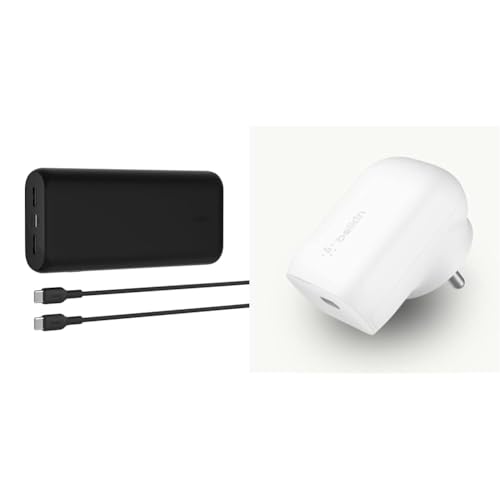 Belkin 30W Wall Charger + 20000mAh 20W Power Bank | Fast Charging - iPhone 17, Air, Pro, Pro Max, Samsung Galaxy S25, iPad, AirPods, Google Pixel 10 and More | 2 Years Warranty, White