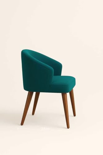 Image of WOODEN SPACE Velvetine Arm Chair for Living Room | Pure Sheesham Wood Legs & Premium Velvet Fabric | Vintage Accent Chair for Home & Office (Sea Blue)