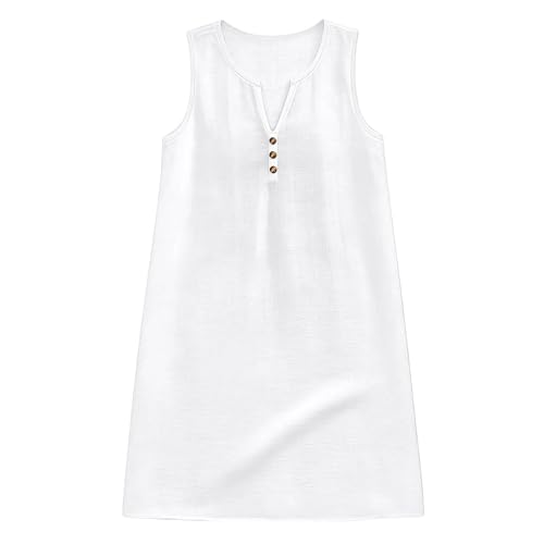 Robe unie sans manches col rond coupe fluide décontractée - 4