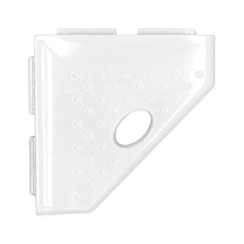 Questech 5" Corner Shower Footrest, Lugged for New Construction, Shaving Shelf for Inside Shower, Bathroom Storage Corner Caddy, Geo Lugged, Bright White Polished
