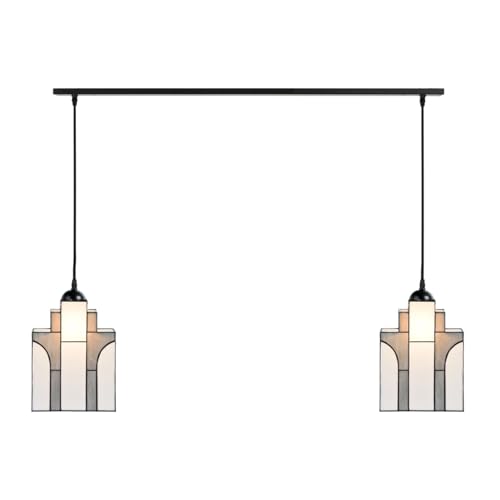 Lampe Tiffany New York Sky Line double pour éclairer un grand îlot