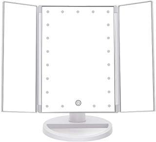 IMIGY Makeup Mirror with Lights, Battery and USB Powered Portable 21 Pcs LED Lights Vanity Mirror with 180 Degree Free Rotation, High-Definition Bathroom Cosmetic Mirror, White