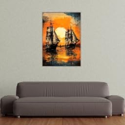 Toile voiliers vintage grand format pour decoration salon maritime - 3