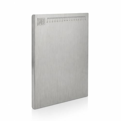 Image of RENVA Food Grade Stainless Steel Cutting Board with Lip, Metal Chopping Board for Meat, Fruits, Vegetables, Bread, and Baking 36x29cm(36x29 cm Silver)