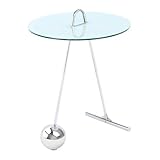 Matière : Acier Paris Prix Table d\'Appoint Design Pendule 60cm Argent & Blanc