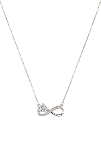 MIAMI Silver AD Diamond Stone Infinity Heart Love Solitaire Penda...