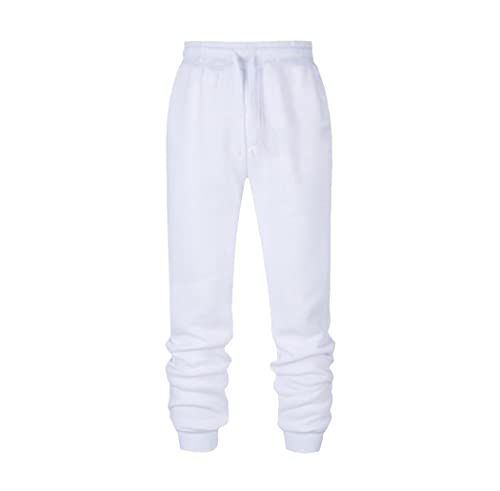 Pantalon de jogging blanc KEHAIOO pour homme avec taille élastique confortable taille 31-35