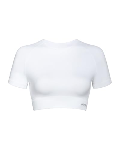 Image of AUROLA Serpent Snake Seamless Workout T-Shirts for Women,Short Sleeve Crop Top Gym Yoga Athletic Shirts Tee