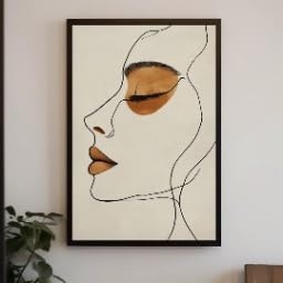 Affiche visage de femme minimaliste et tableau décoration intérieure style Japandi sans cadre