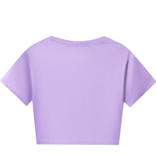Toddler Kids Summer Sport T-Shirt and Shorts Set Teen Girls Fitted Plain Color Crop Tops Soft Crewneck Cotton Tee Shirt2