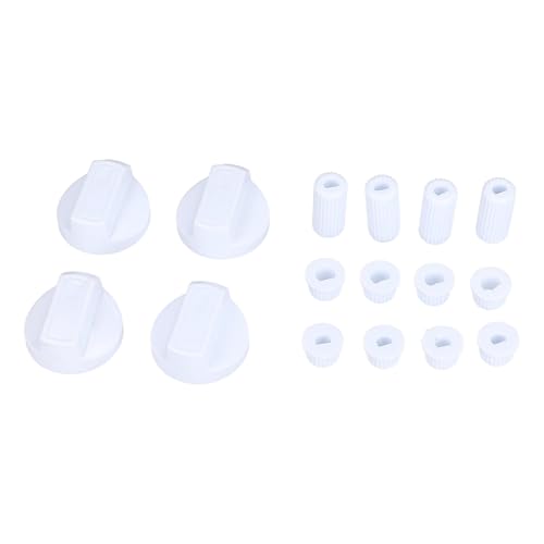 EUROPART 10032323 Lot de 4 interrupteurs rotatifs universels à bascule, diamètre 38 mm, blanc avec adaptateurs, plaque de cuisson, four, convient à toutes les marques