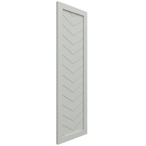 12"W x 78"H True Fit PVC Single Panel Chevron Modern Style Fixed Mount Shutters, Hailstorm Gray (Per Pair - Hardware Not Included) by Ekena Millwork - Image 2