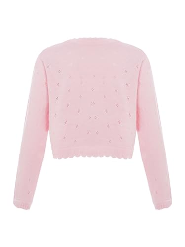 Girls Flower Knitted Long Sleeve Cardigan Sweater Children Kids One Button Bolero Shrug Dress Cover Up Tops2