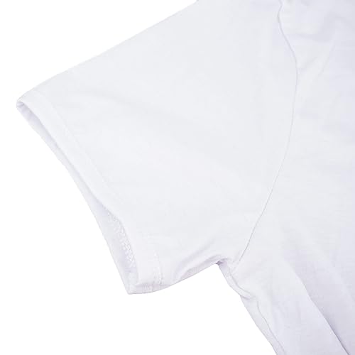 Men's Snap Crotch Bodysuit Cotton Soft Short Sleeve Jumpsuit Pajamas Lightweight Wrestling Singlet Leotard Pullover Breathable Sleepwear Romper One Piece Triangle Brief Nightshirt White #TOP2