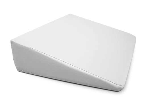 QUIRUMED WELLCORE Cojín cuña para Masaje, 40 x 55 x 13 cm, Polipiel, Desenfundable, Rellenos de Espuma, para Yoga, para Fitness, Ergonómico, Blanco