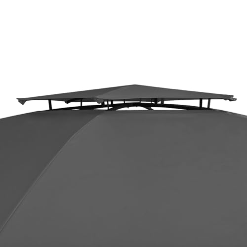 HOMELEN Hexagonal Gazebo Tent with Curtains 360x265cm Anthracite Water-Resistant Outdoor Pavilion Canopy for Garden Gatherings - Image 2