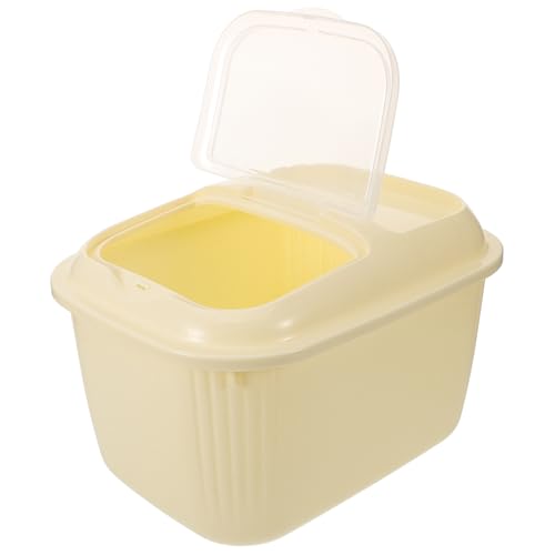 NUOBESTY cubos de arroz hermético cajas de almacenamiento con tapas Grano Contenedores vacío aire baldes contenedor de almacenamiento de arroz balde con tapa páginas Beige