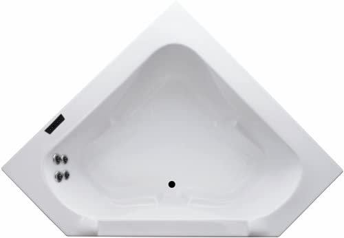 Carver Tubs - Ct6060 - Whirlpool Corner Bathtub W/ 4 Hydromassage Jets- 60"L X 60"W X 19.5"H - White Corner Triangular Acrylic Two Person Tub - Vibrosonic #TOP11