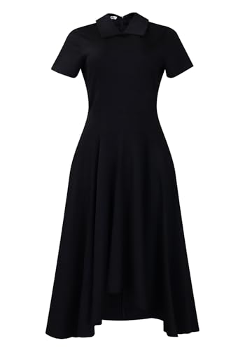 Image of Women A-Line Long Dress Polo Collared Short Sleeve Plus Size Casual Dresses Flared Swing Dress Elegant Maxi Dresses
