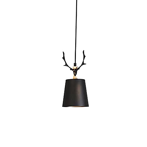 Lustre moderne bois de cerf suspension créative noire E27 réglable - 2