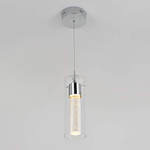 Artika Ome1Lb-Hd1 Essence Chrome 1-Pendant Led Light Fixture, 12-Inches With Integrated Led And Premium Bubble Glass, Chrome #TOP4