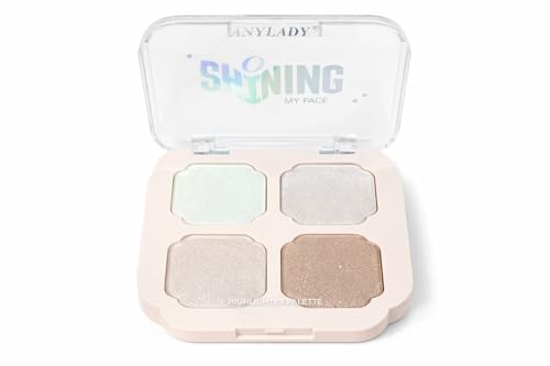 Image of AnyLady Shining My Face 4 Shade Highlighter Palette - Glowy Shimmers for Face, Cheeks & Body